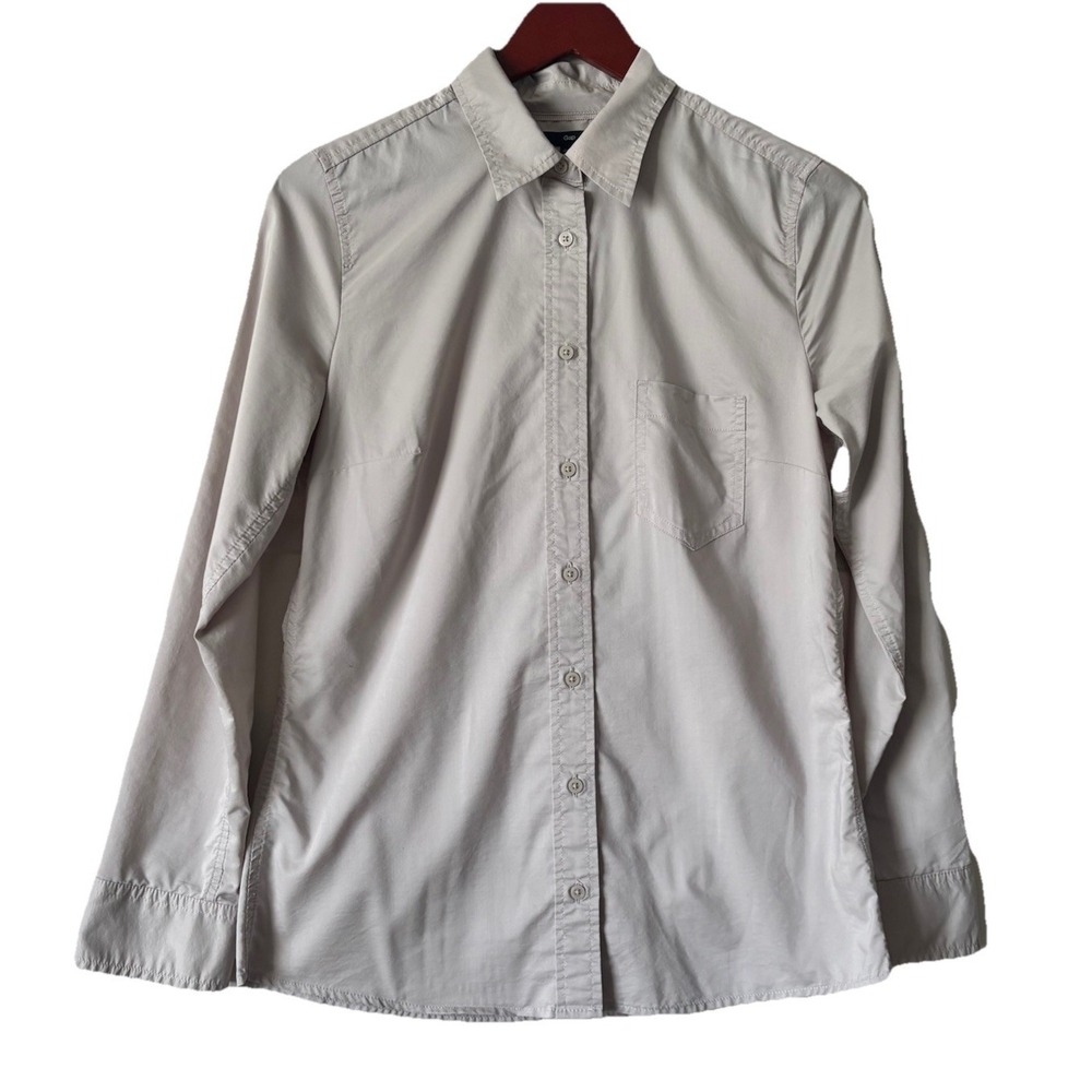 Gap Women's Button Down Shirt Gray Fitted Sz X-Small Lightweight Minimalist